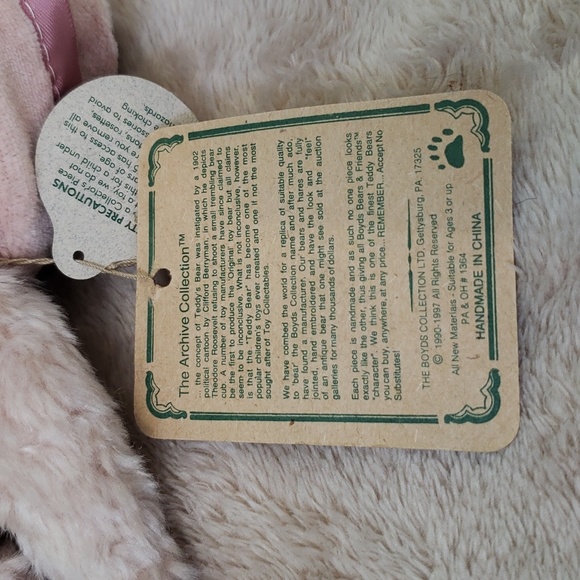 Alouetta de Grizetta •Boyds Bears & Friends•  Pink Velvet Rose Hat Ribbon, NWT - Picture 8 of 10